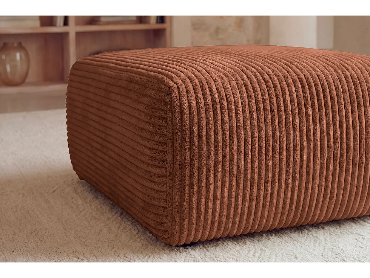 ELVIS - Pouf en gros velours côtelé Terracotta 96x87x44
