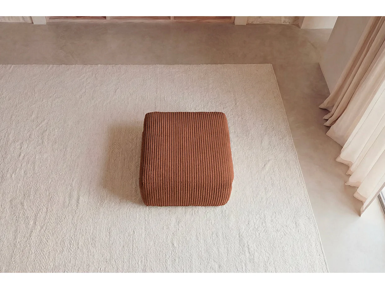 ELVIS - Pouf en gros velours côtelé Terracotta 96x87x44