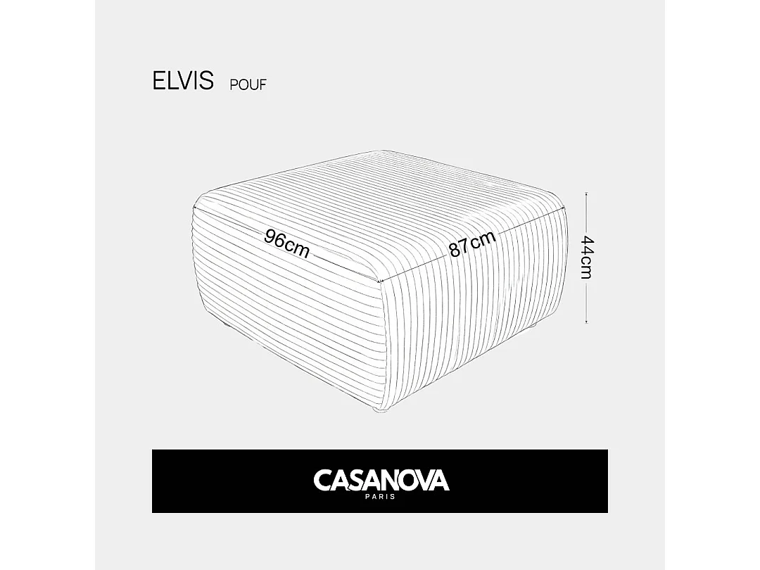 ELVIS - Pouf en gros velours côtelé Terracotta 96x87x44