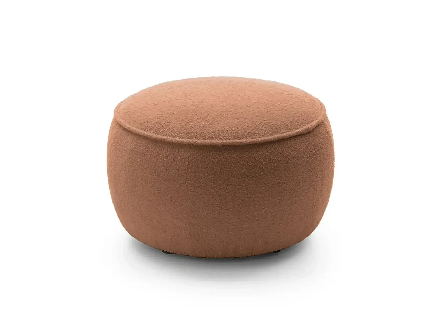 VICTOIRE - Pouf en tissu bouclette Terracotta 65x65x43