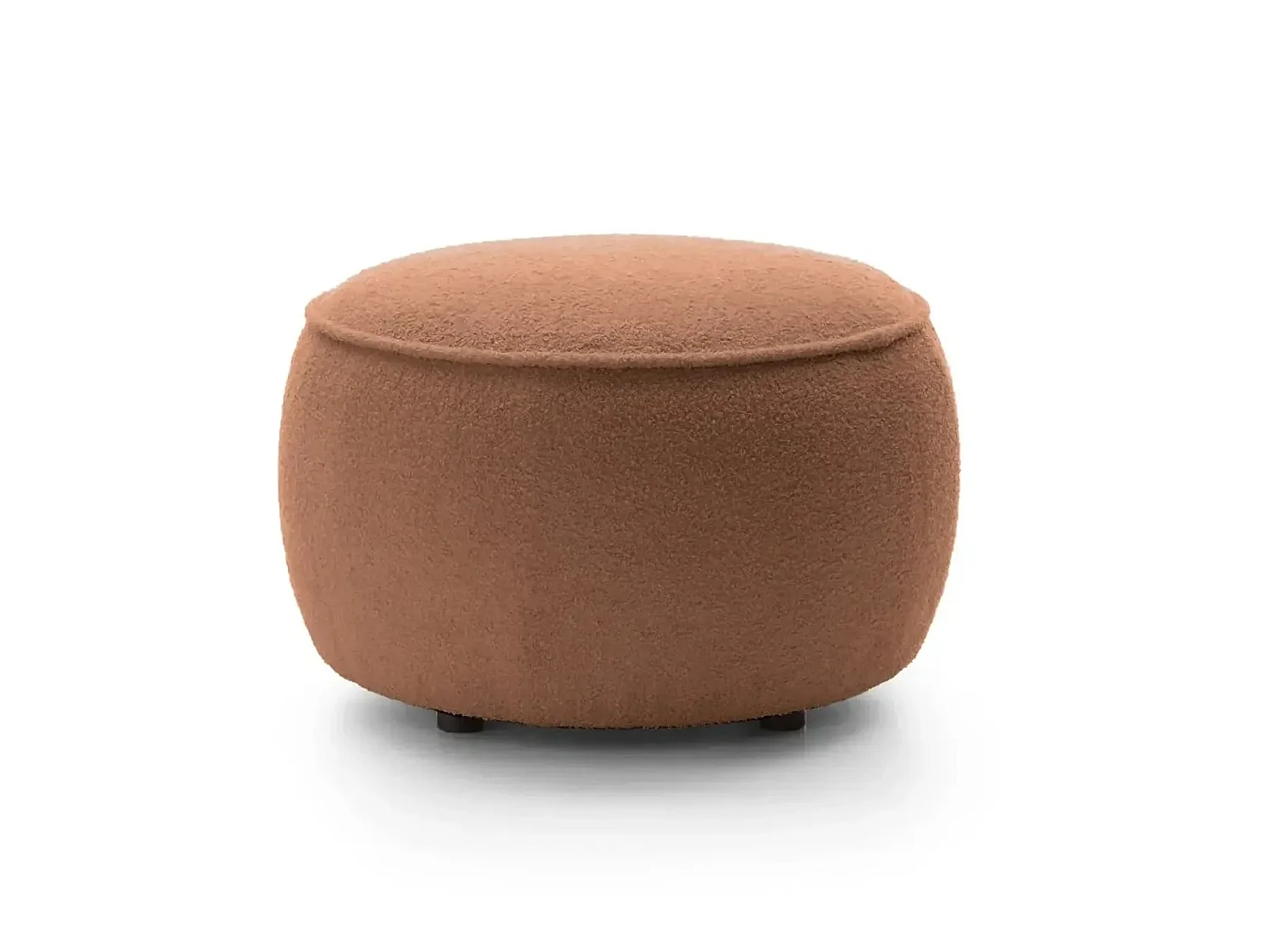 VICTOIRE - Pouf en tissu bouclette Terracotta 65x65x43