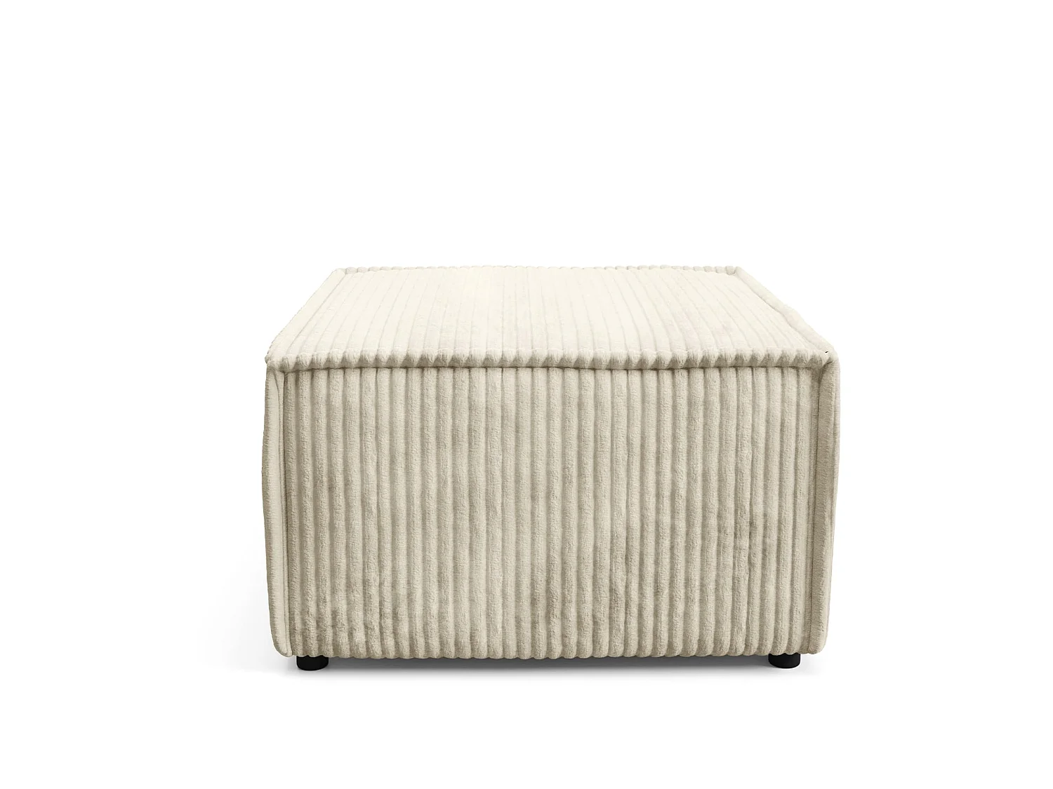 LARIA - Pouf en gros velours côtelé Beige 76x76x41