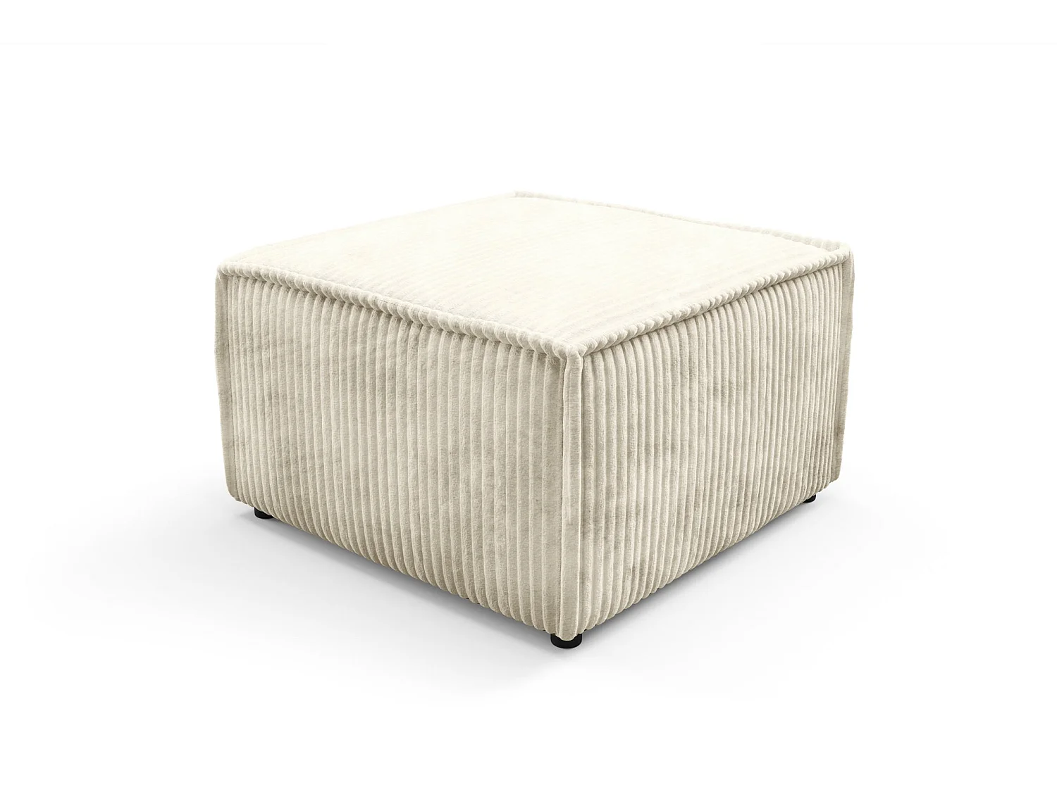 LARIA - Pouf en gros velours côtelé Beige 76x76x41