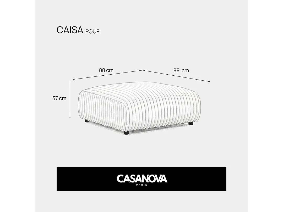 CAISA - Corduroy Poef Café 88x88x37 cm