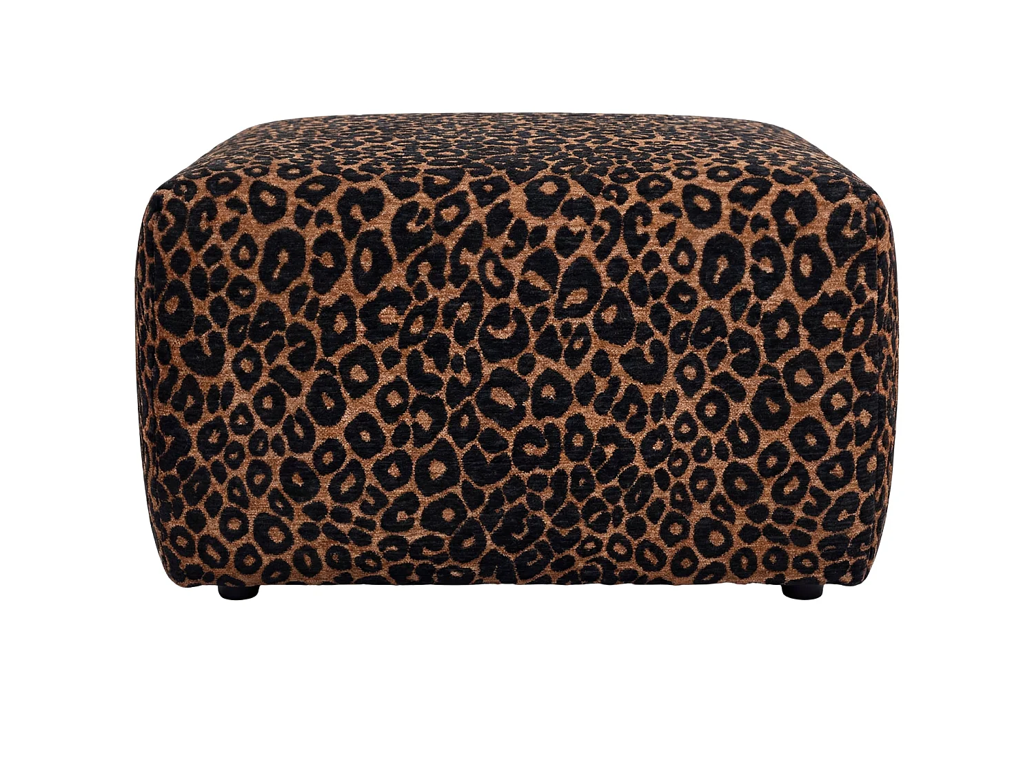 ELIO - Pouf en tissu imprimé animalier Terracotta 74x74x41