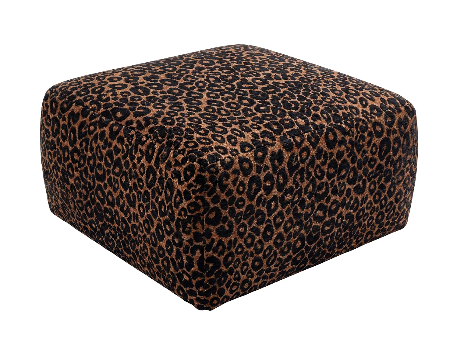 ELIO - Pouf en tissu imprimé animalier Terracotta 74x74x41