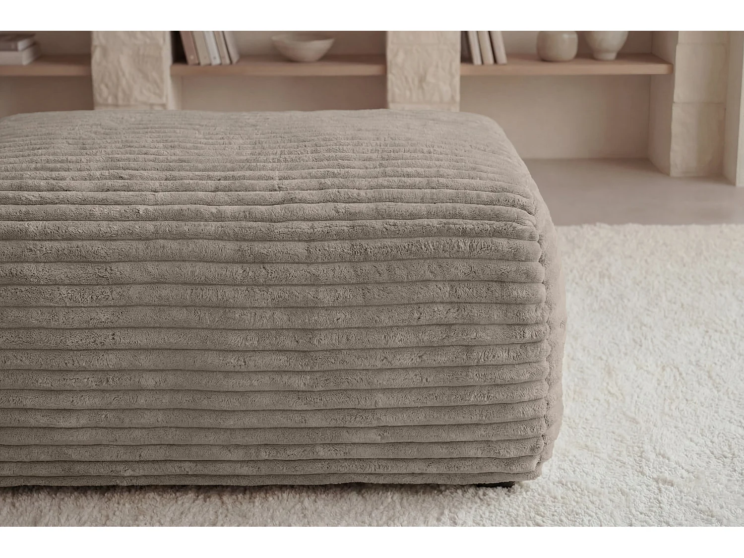 OLYMPE - Corduroy poef Café 100x68x42 cm