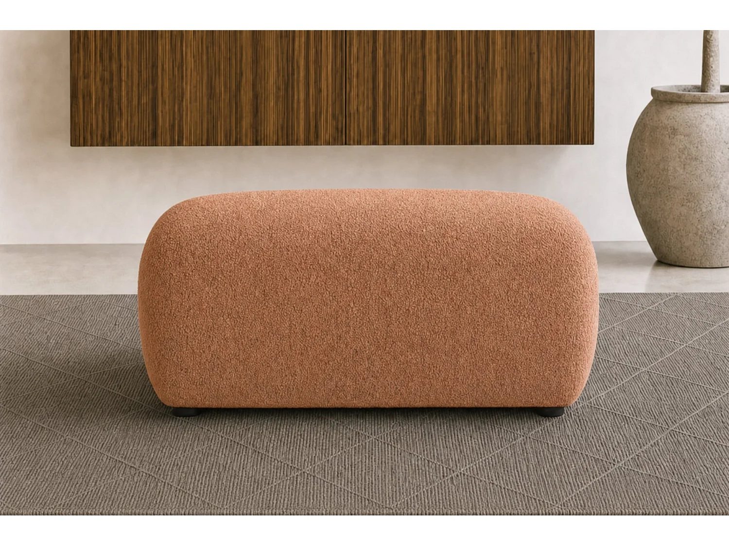 CASSIS - Pouf en tissu chenille Terracotta 105x57x40