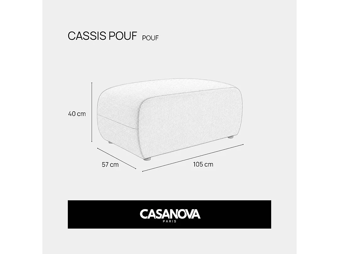 CASSIS - Pouf en tissu chenille Terracotta 105x57x40