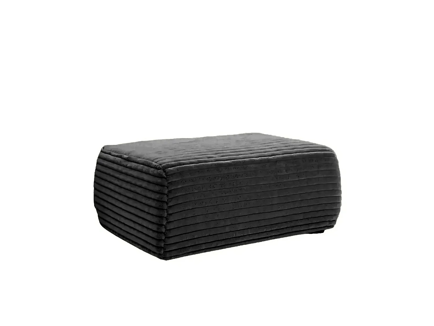 OLYMPE - Zwarte ribfluwelen poef 100x68x42 cm
