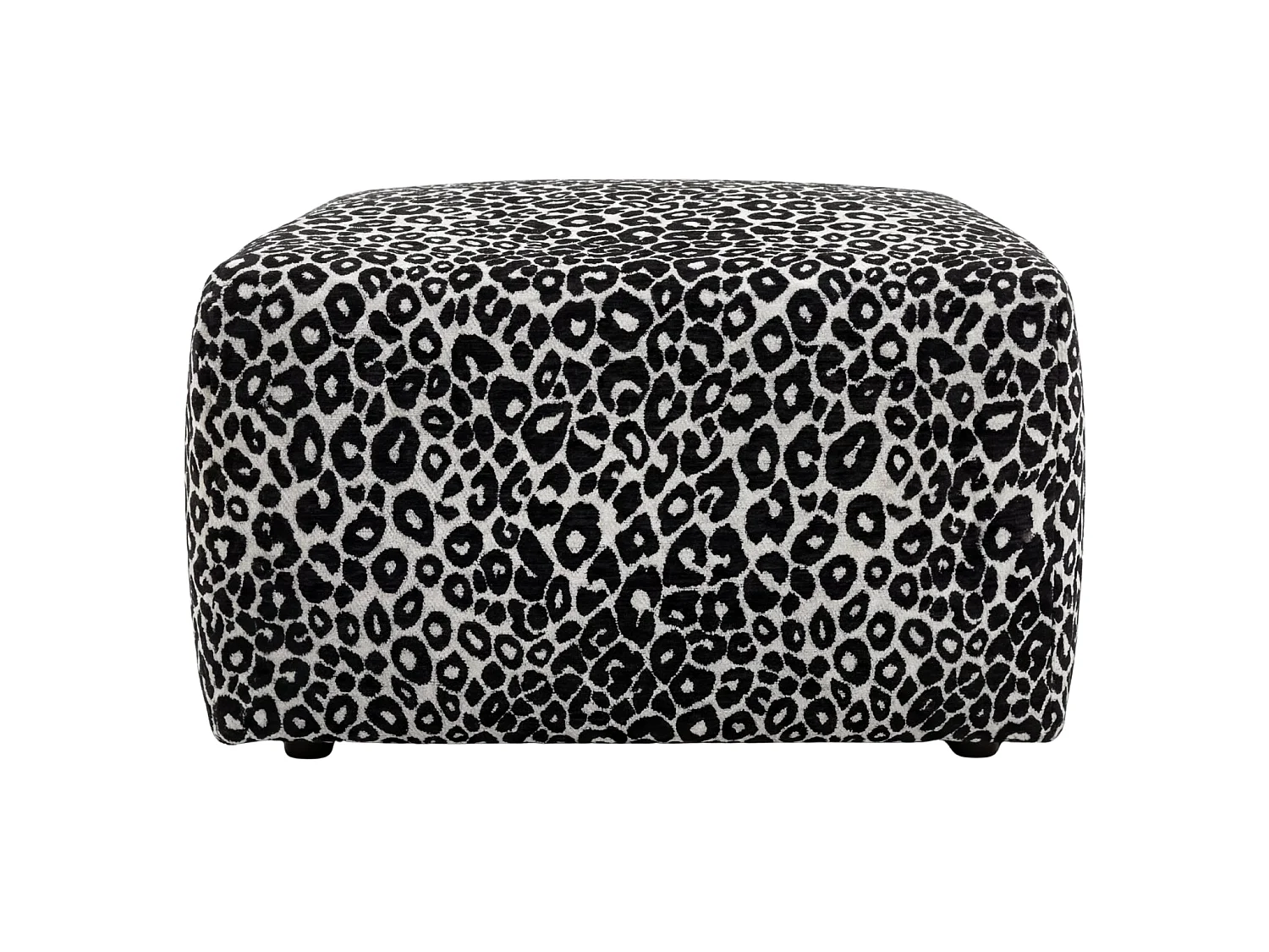 ELIO - Pouf en tissu imprimé animalier Blanc 74x74x41
