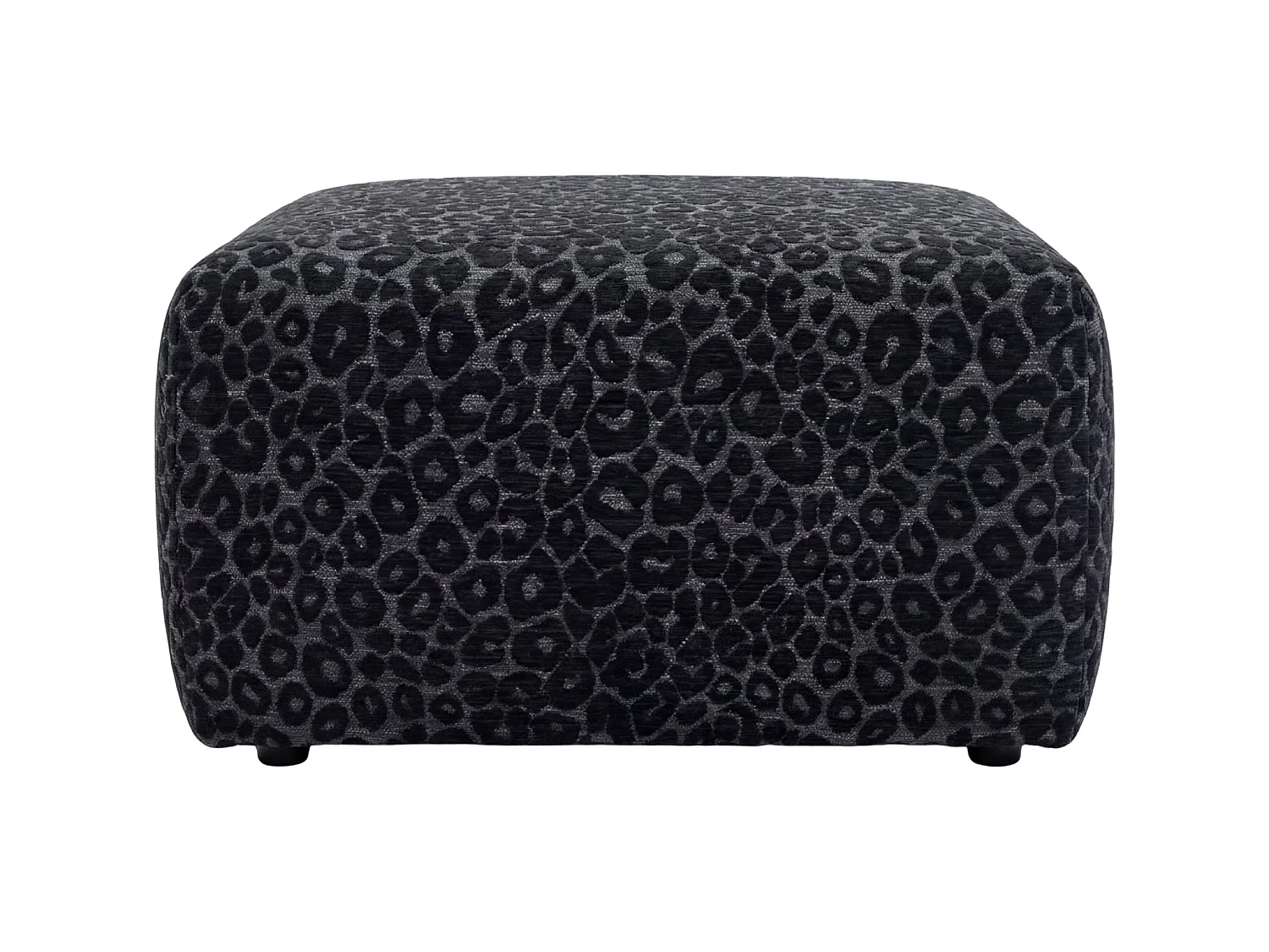 ELIO - Zwarte poef met dierenprint 74x74x41 cm