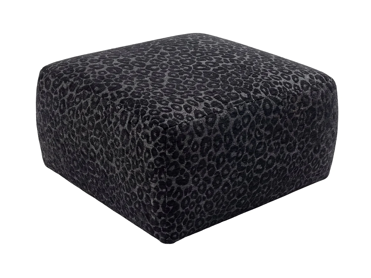 ELIO - Zwarte poef met dierenprint 74x74x41 cm