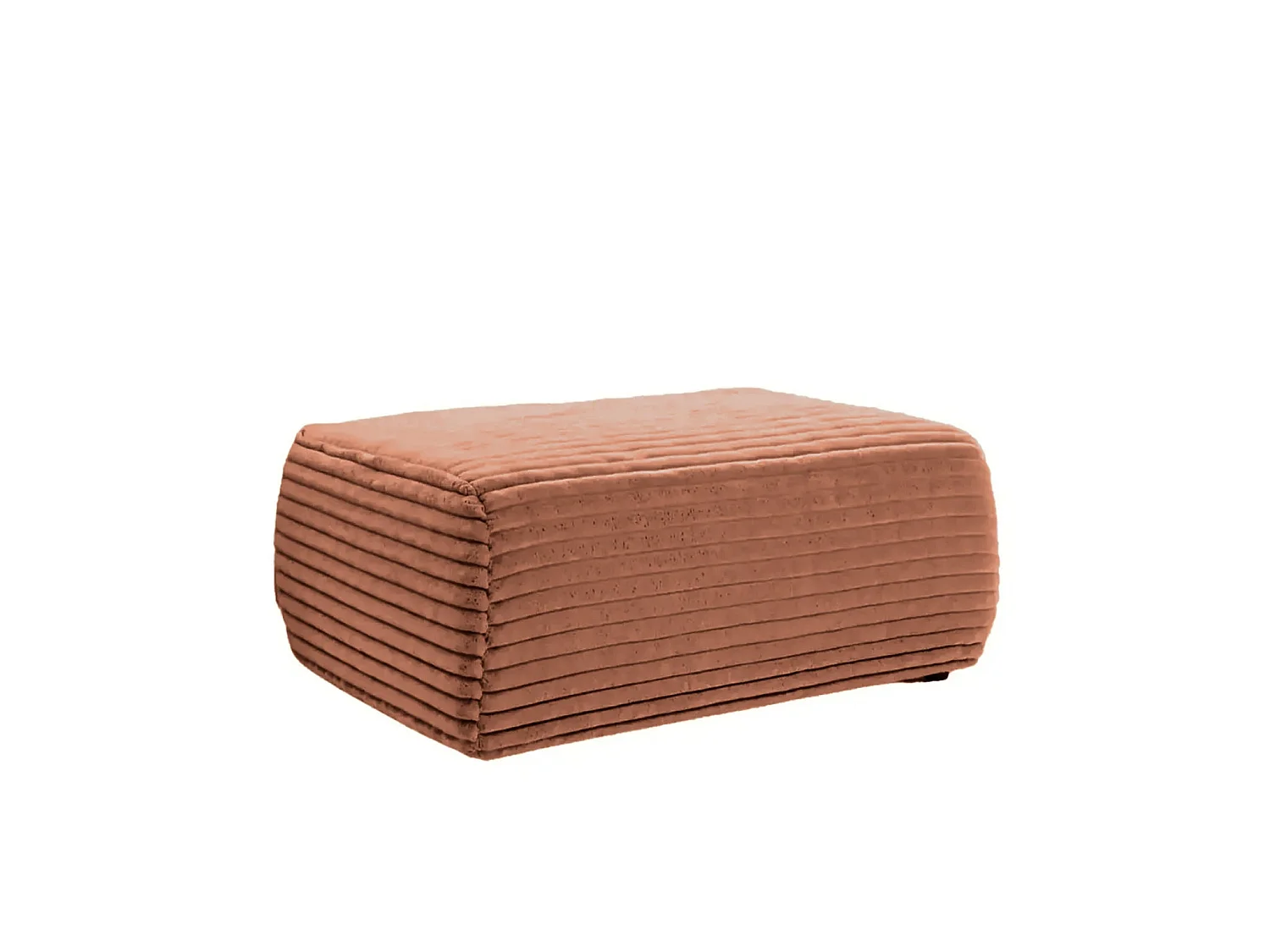 OLYMPE - Pouf en velours côtelé Terracotta 100x68x42