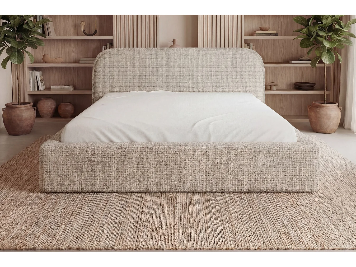 AURIA - Chenille stof commode bed Blauw 160x200