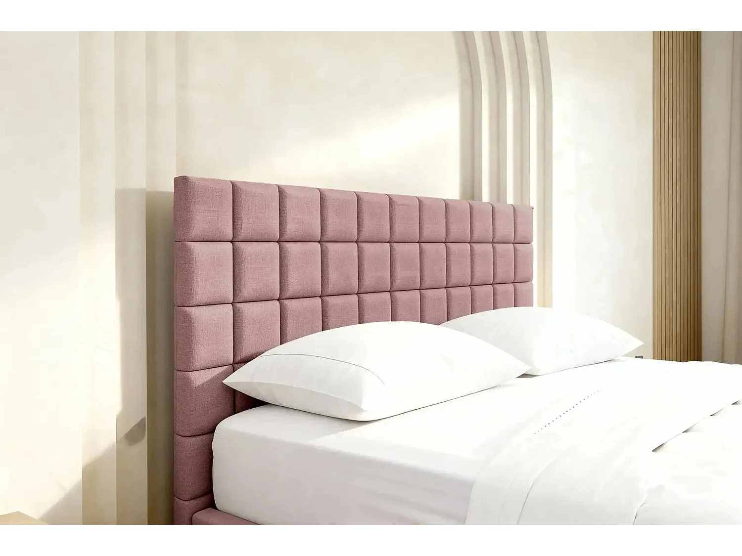 THELMA - Bedstee in roze fluweel 160x200cm