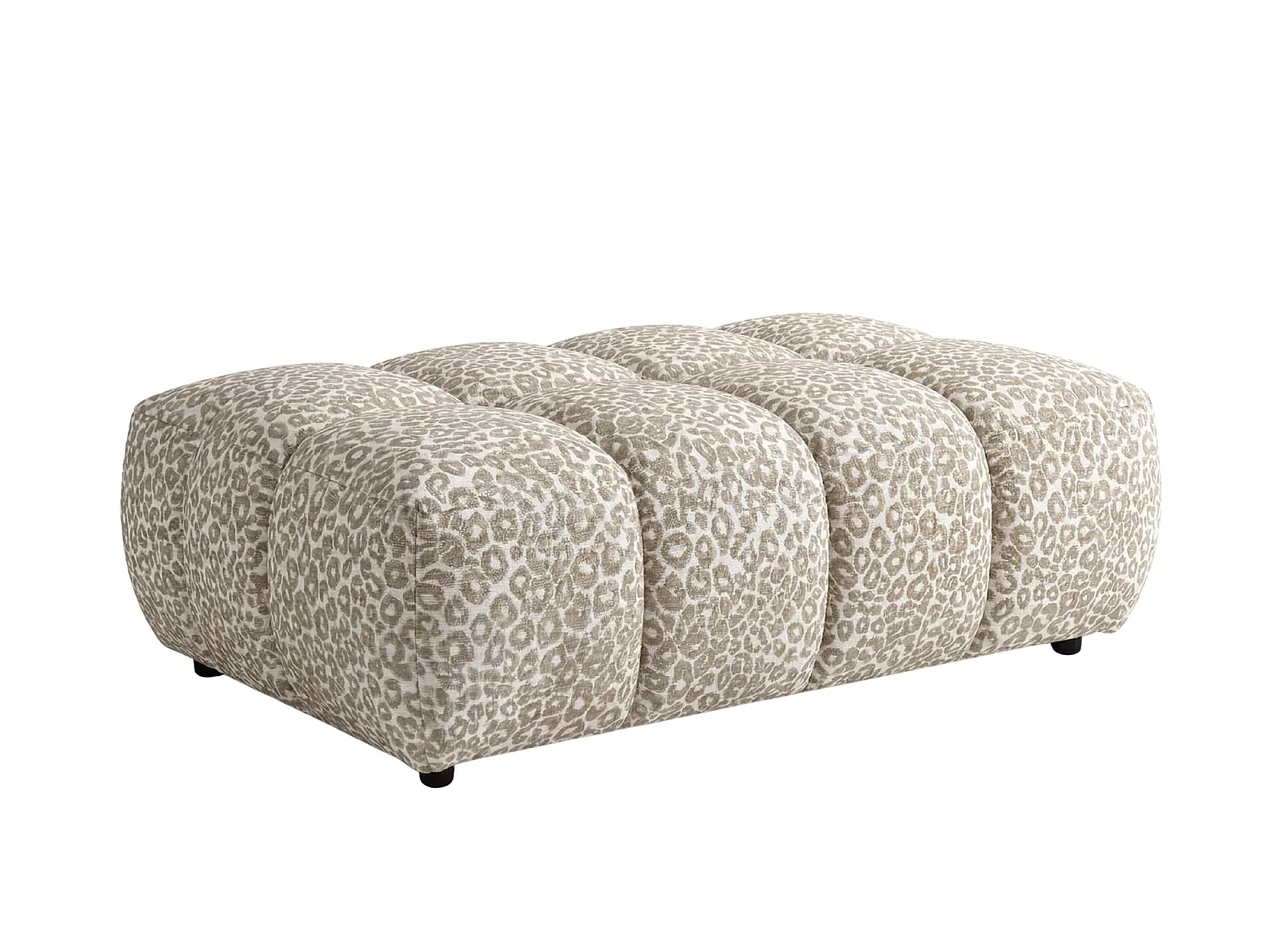 ALEXIA - Pouf en tissu imprimé animalier Beige 120x60x40