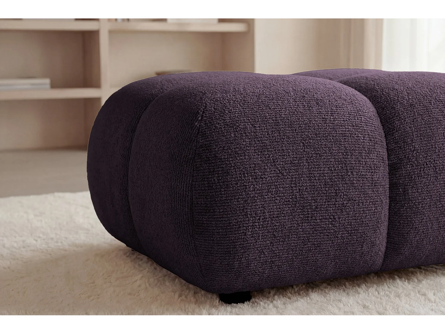 CONSTANCE - Mauve chenille poef 72x72x43,5 cm