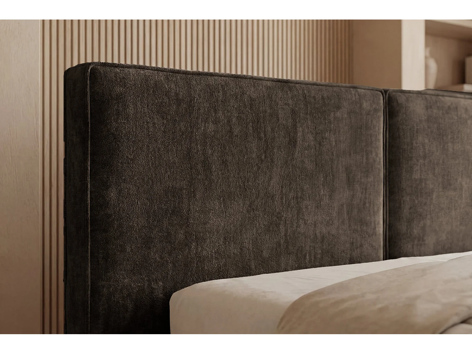 CELIA - Bruine fluwelen bedstee 160x200