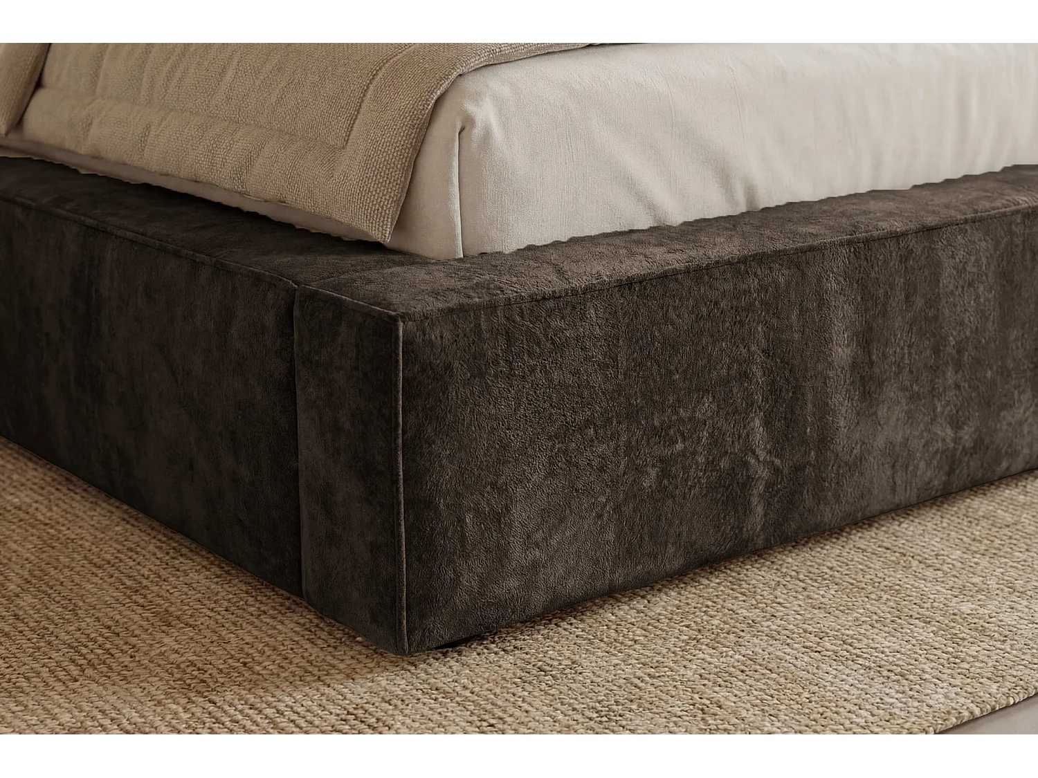 CELIA - Bruine fluwelen bedstee 160x200