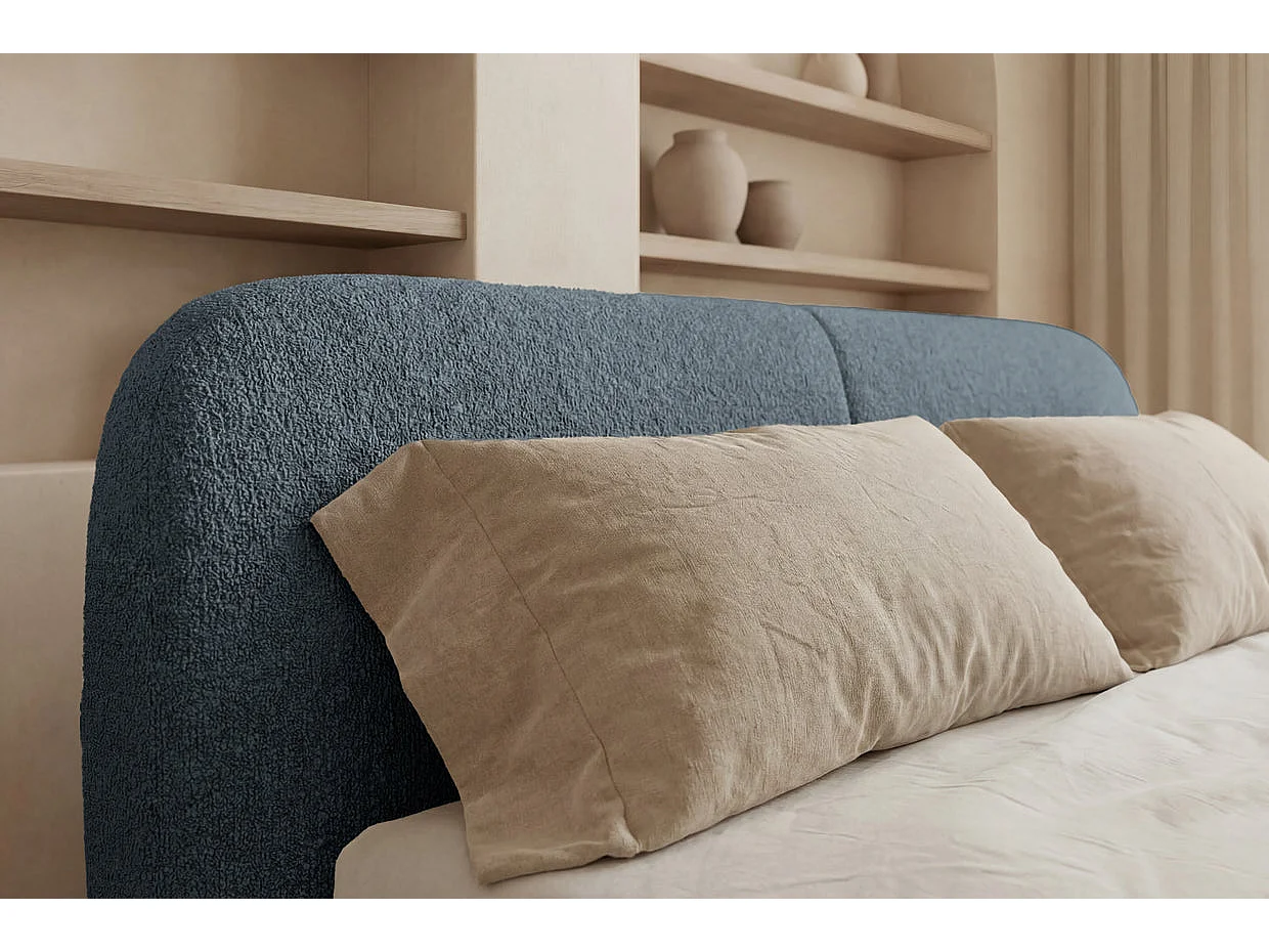 DELORA - Chenille stof commode bed Blauw 160x200