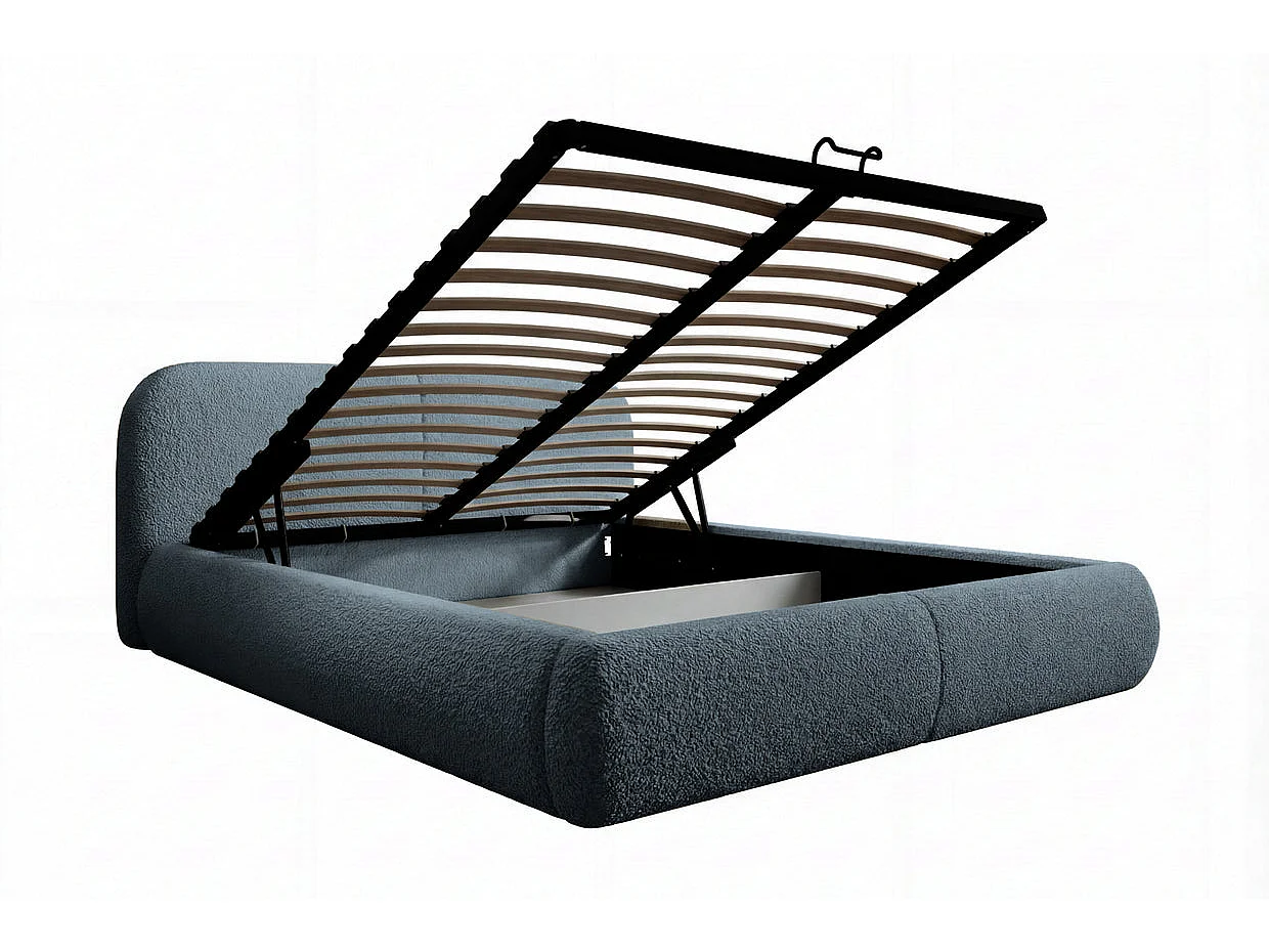 DELORA - Chenille stof commode bed Blauw 160x200