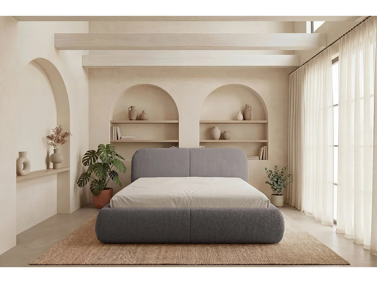 DELORA - Chenille stoffen commode Taupe 160x200