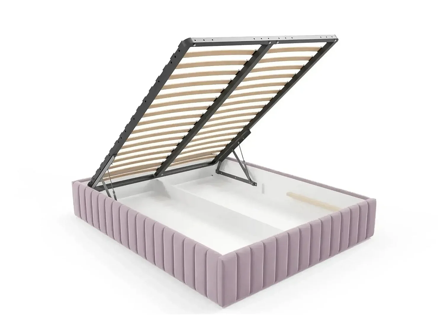 ELENA - Lit coffre tissu velours Rose 200x200cm