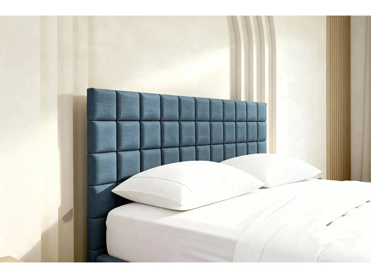 THELMA - Blauw fluwelen bed 160x200cm