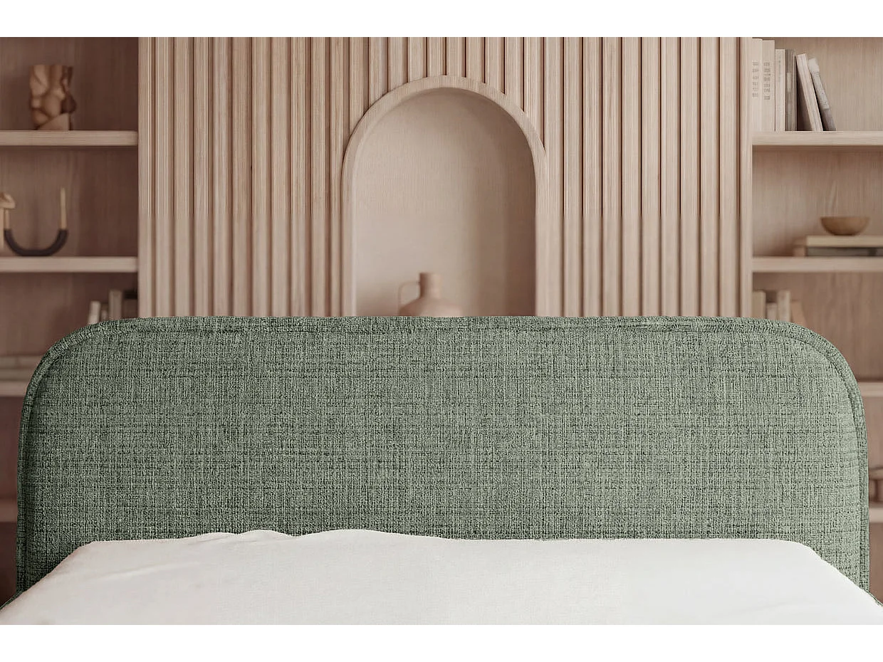 AURIA - Lit coffre tissu chenille Vert 160x200cm