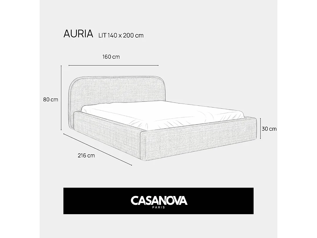 AURIA - Lit coffre tissu chenille Vert 160x200cm