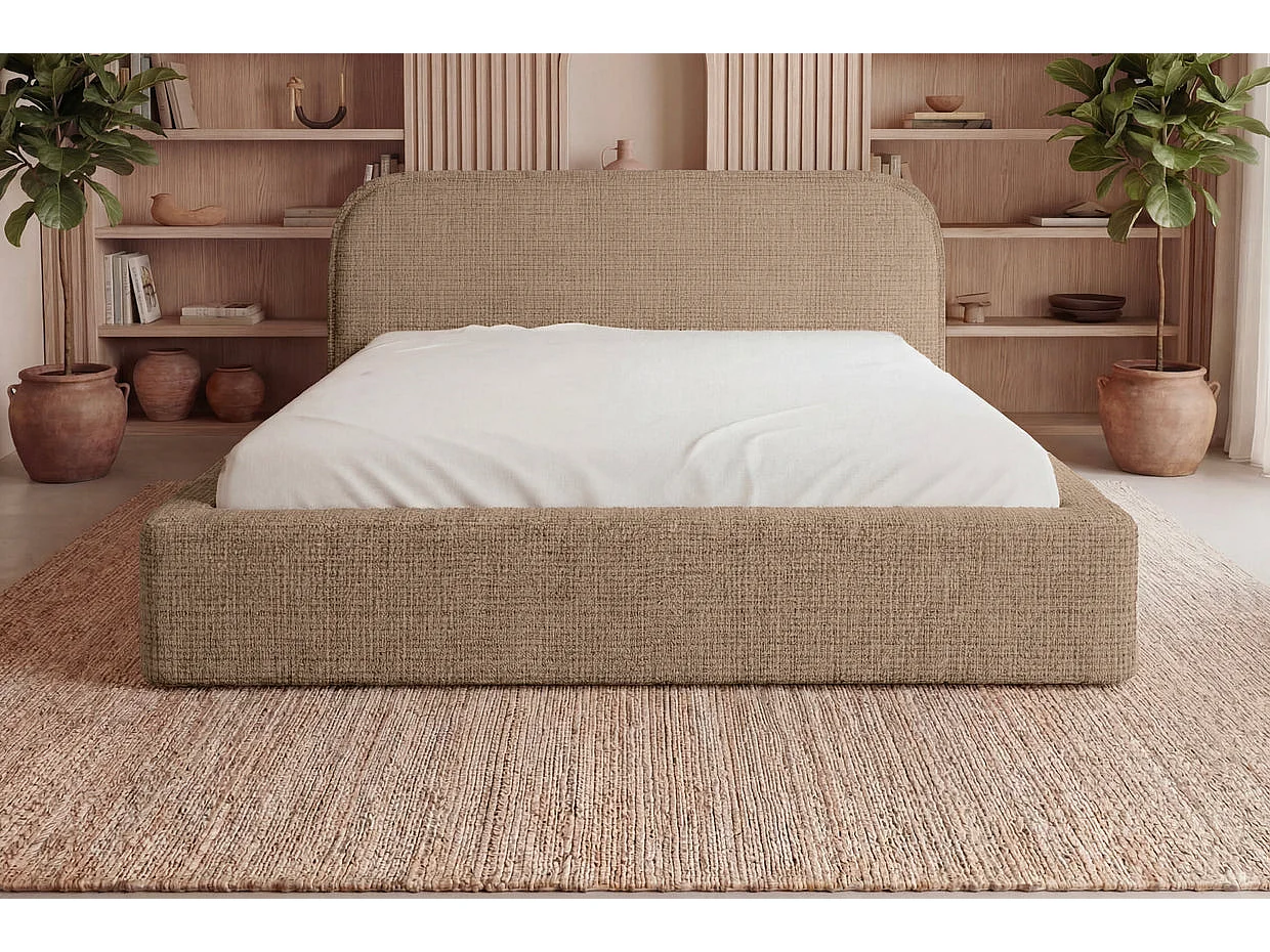 AURIA - Chenille stof commode bed Café 160x200
