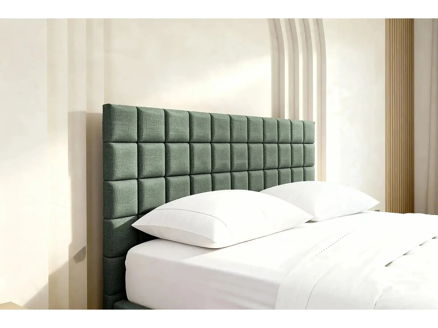 THELMA - Lit coffre tissu velours Vert 160x200cm
