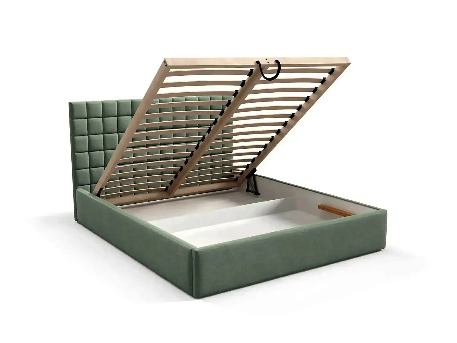 THELMA - Lit coffre tissu velours Vert 160x200cm