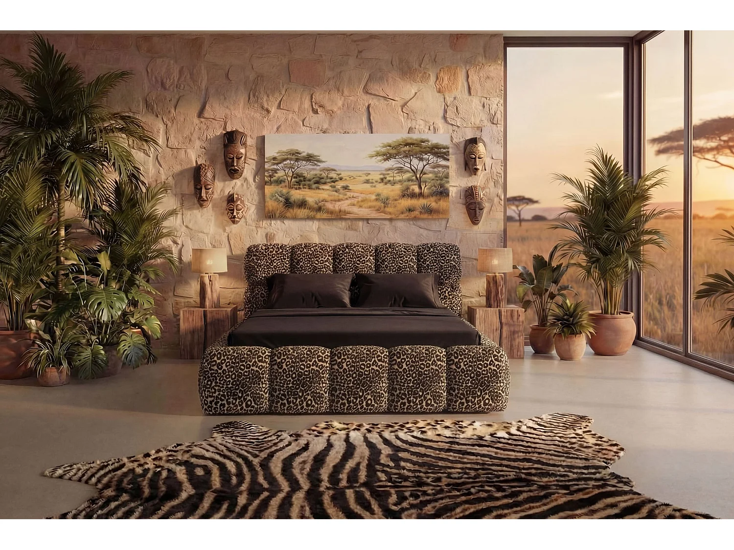 ELISE - Dierenprint bed Terracotta 160x200