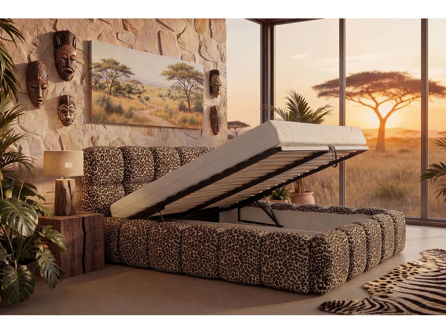 ELISE - Dierenprint bed Terracotta 160x200