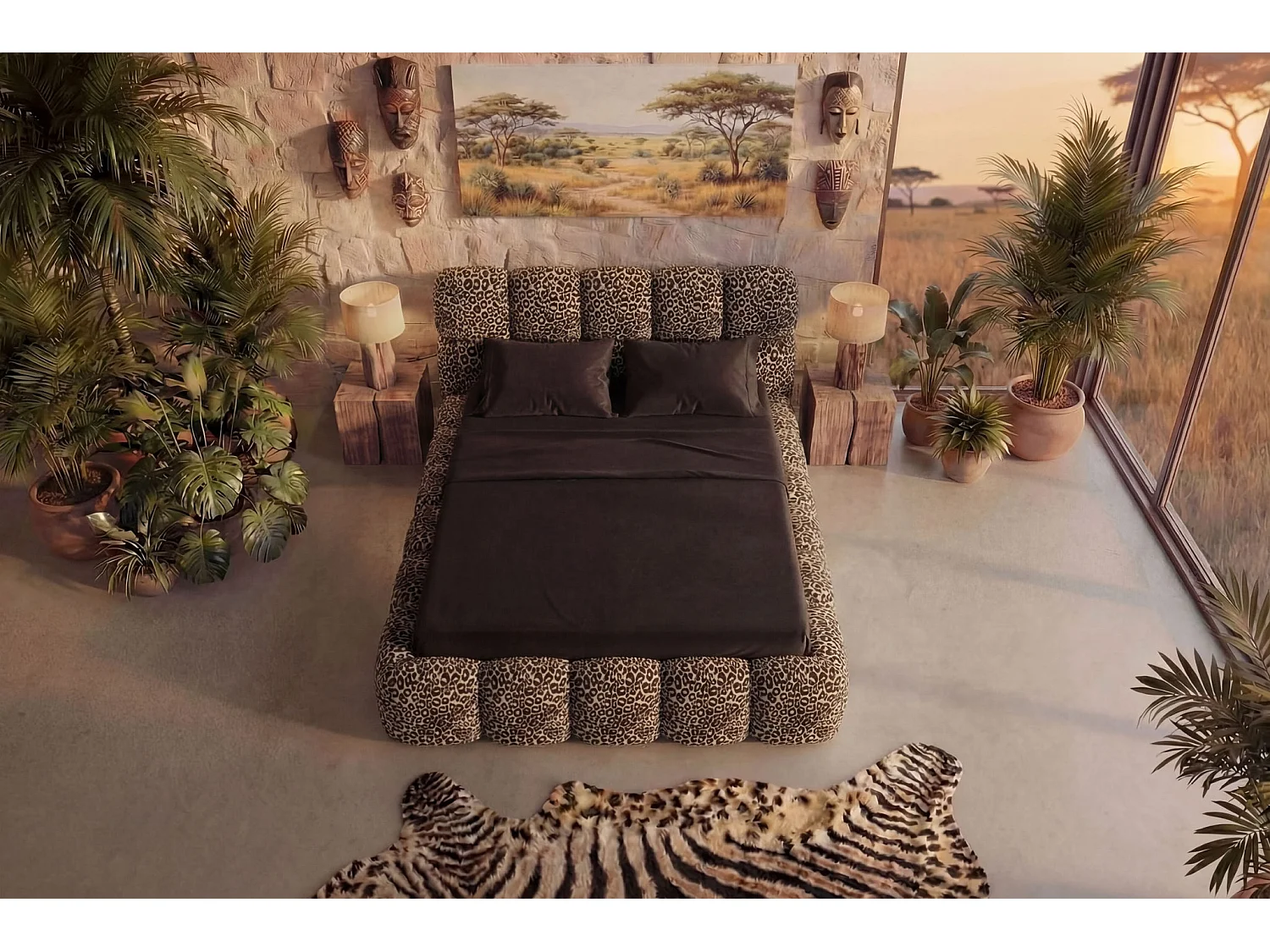 ELISE - Dierenprint bed Terracotta 160x200