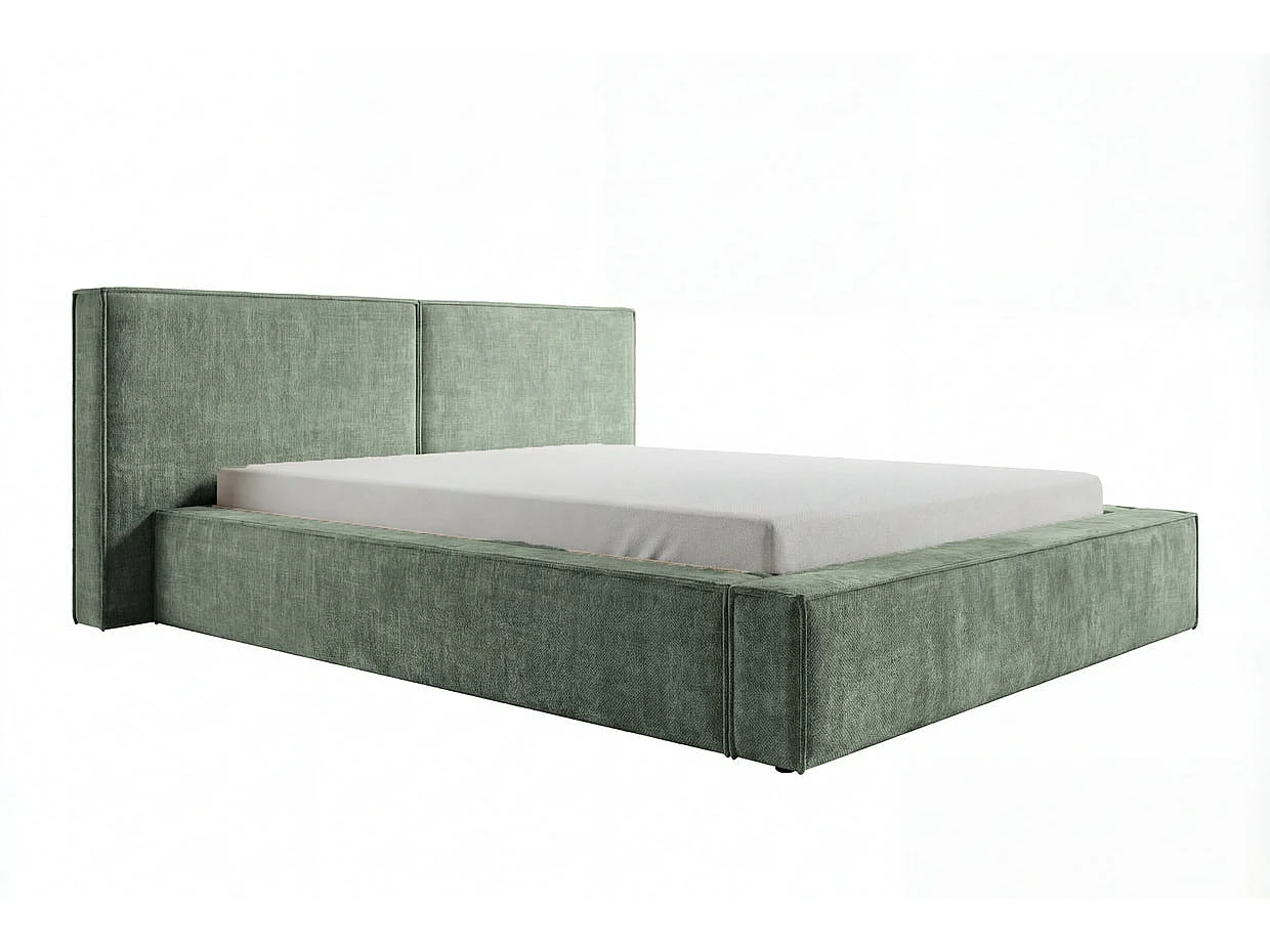 CELIA - Lit coffre tissu velours Vert 160x200cm