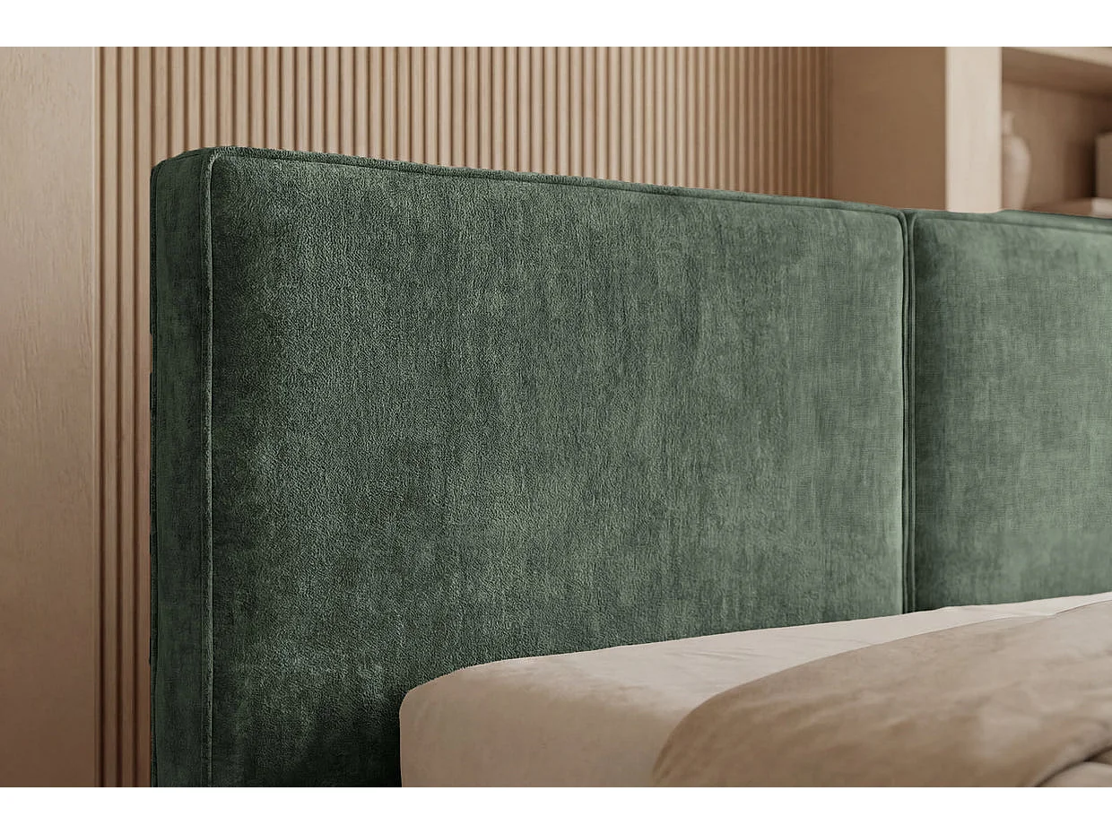 CELIA - Lit coffre tissu velours Vert 160x200cm