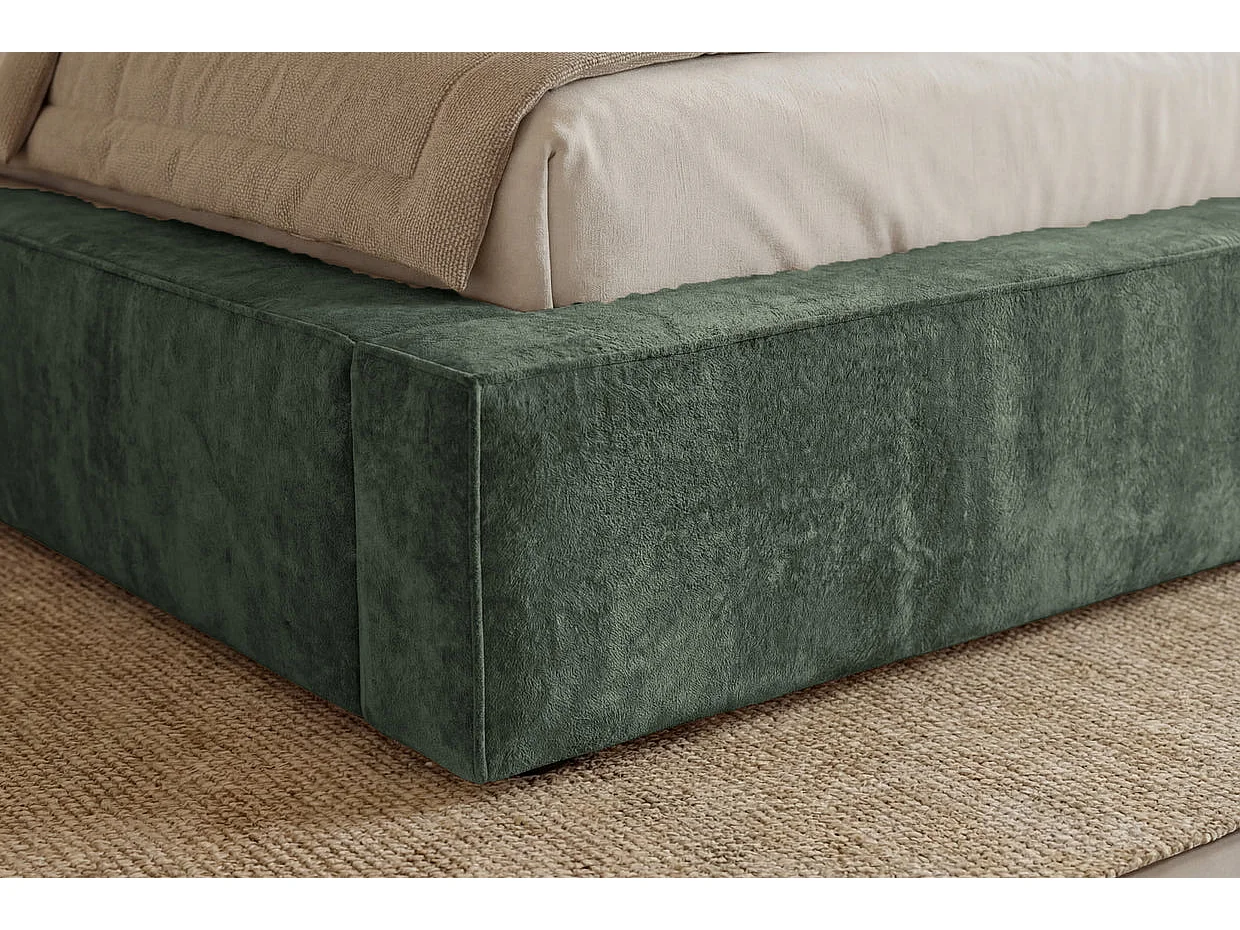 CELIA - Lit coffre tissu velours Vert 160x200cm