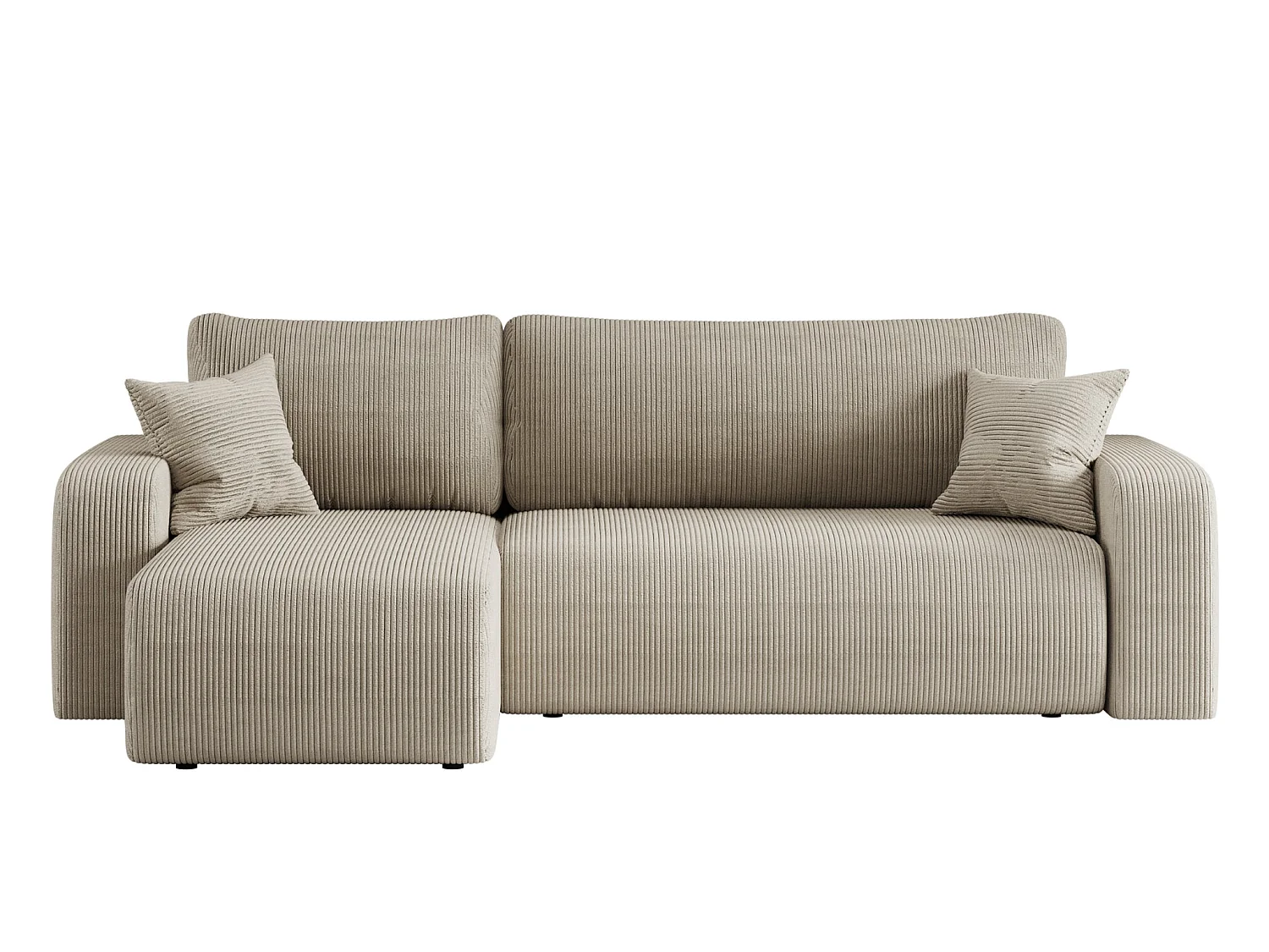 JELLA - Canapé d'angle convertible petit velours côtelé Beige