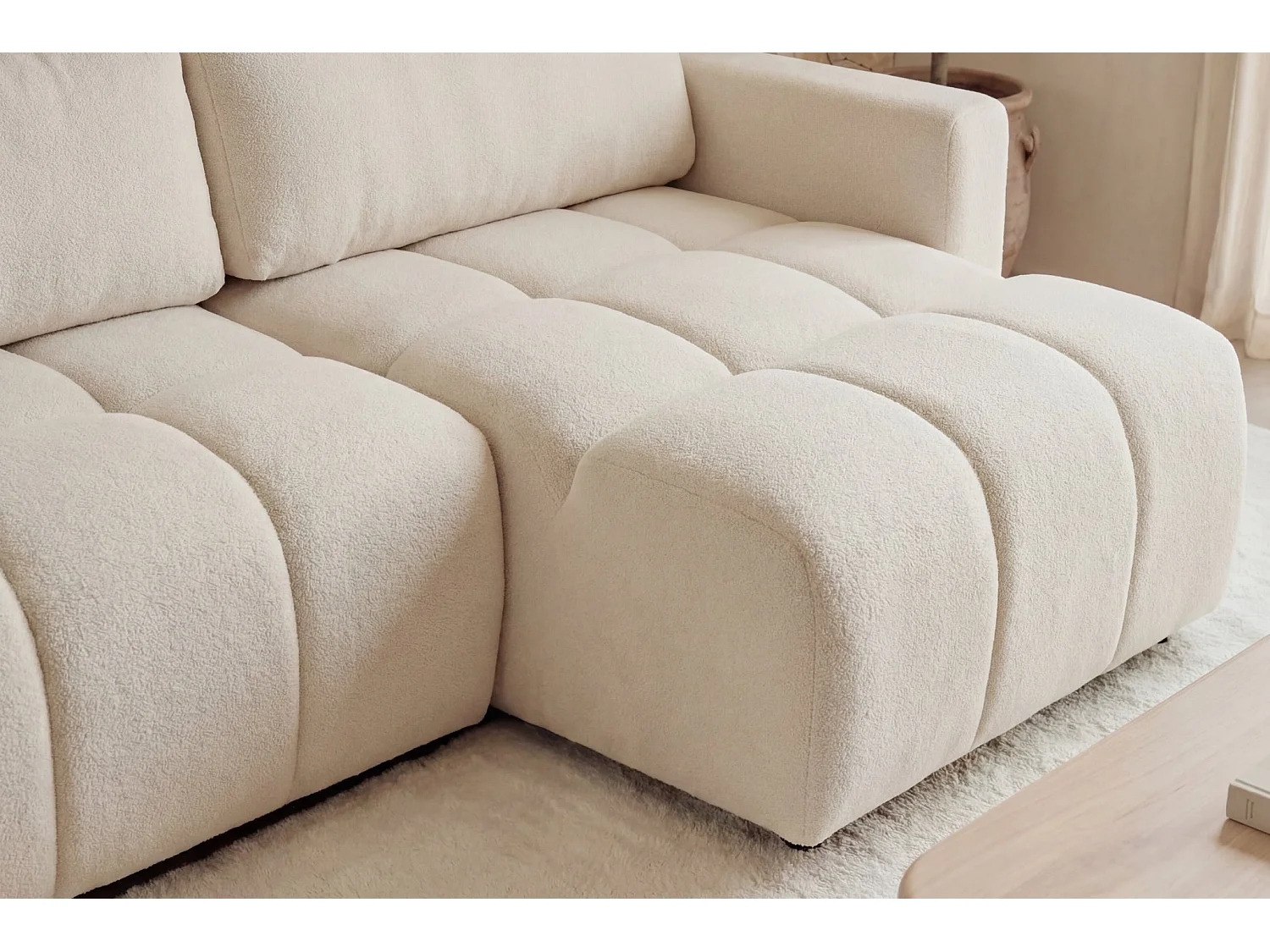 MAIA - Canapé amovible convertible tissu texturé 3 places - Beige