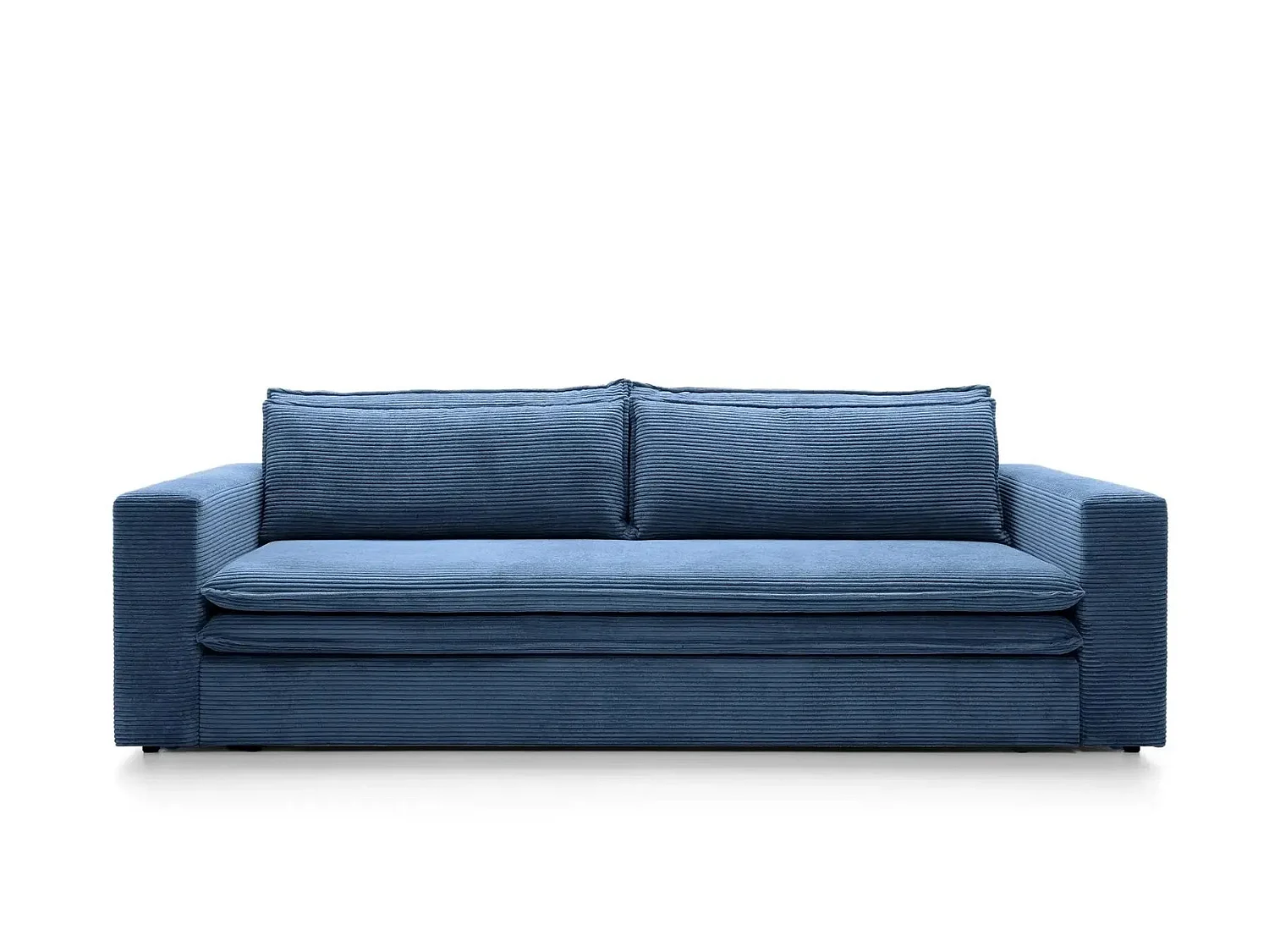OSCAR PLUS - Canapé droit convertible velours côtelé 3 places Bleu