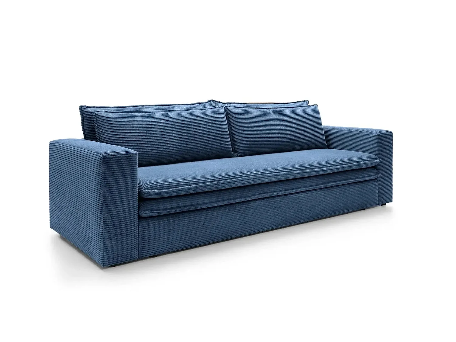 OSCAR PLUS - Canapé droit convertible velours côtelé 3 places Bleu