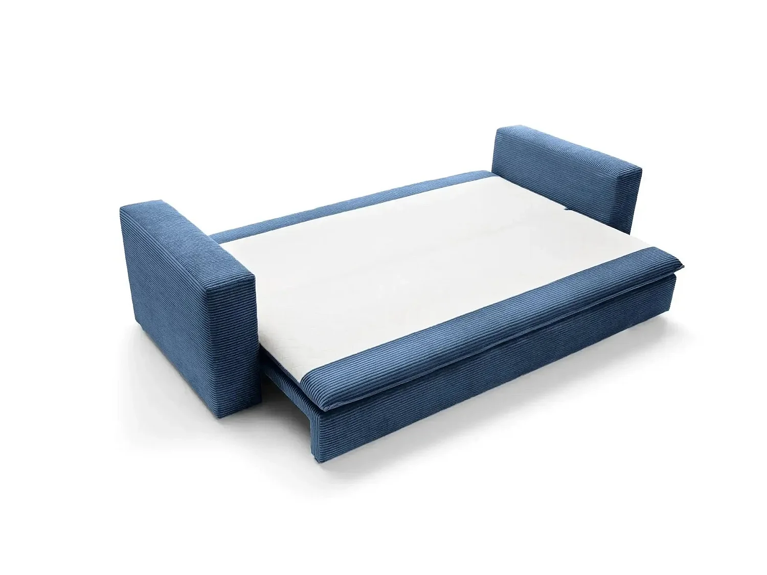 OSCAR PLUS - Canapé droit convertible velours côtelé 3 places Bleu