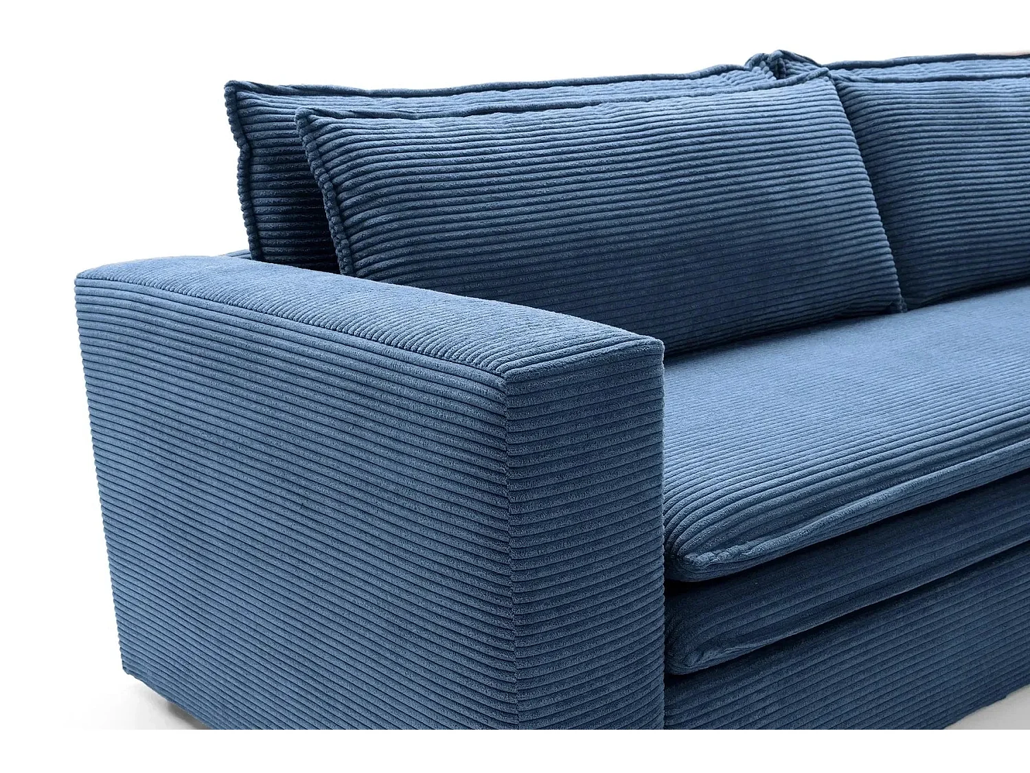 OSCAR PLUS - Canapé droit convertible velours côtelé 3 places Bleu