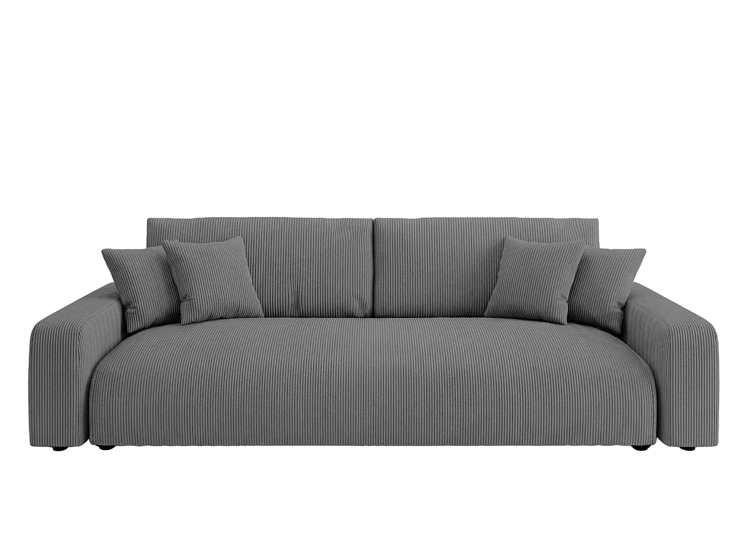 ENA - Canapé droit convertible velours côtelé 3 places Gris foncé