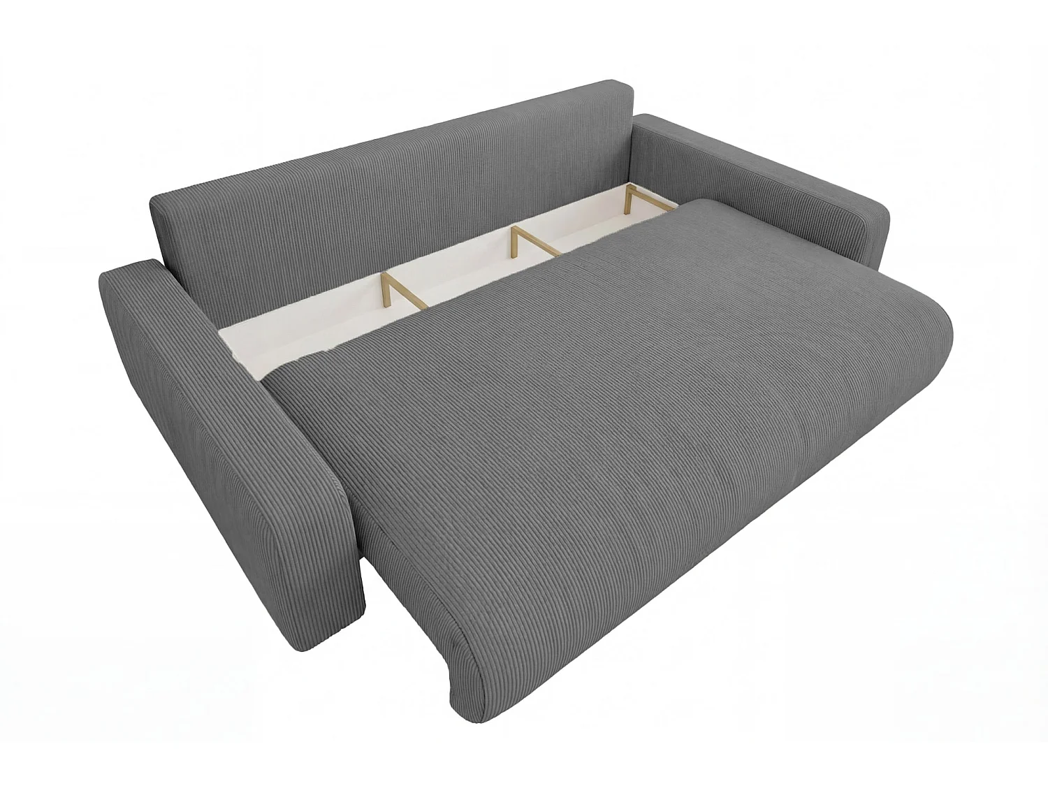 ENA - Canapé droit convertible velours côtelé 3 places Gris foncé