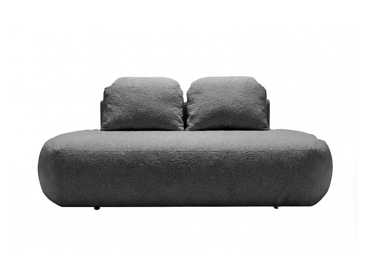COLIN - Canapé droit convertible tissu texturé 2 places Gris foncé