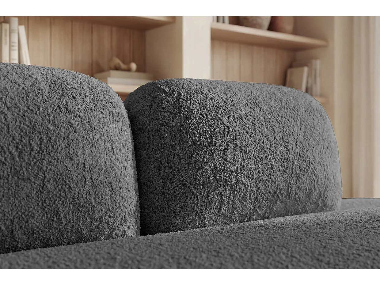 COLIN - Canapé droit convertible tissu texturé 2 places Gris foncé
